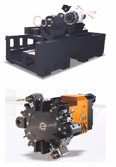 ALM-506TC 傾斜ベッド、ダブルスピンドル、ダブルタレット CNC 旋削およびフライス加工